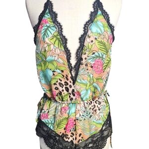 INC Tropical Jungle leopard bodysuit size Medium